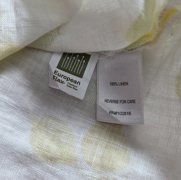 Garnet Hill Yellow Lemon Button-Up Linen T-Shirt Women Size 10 - Picture 4 of 8